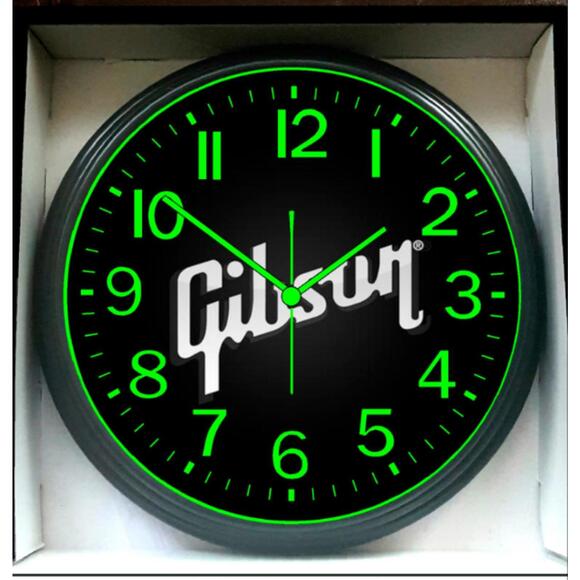 Wall Clock Gibson Les Paul Epiphone Guitar Music Studio Lounge Glow In The Dark